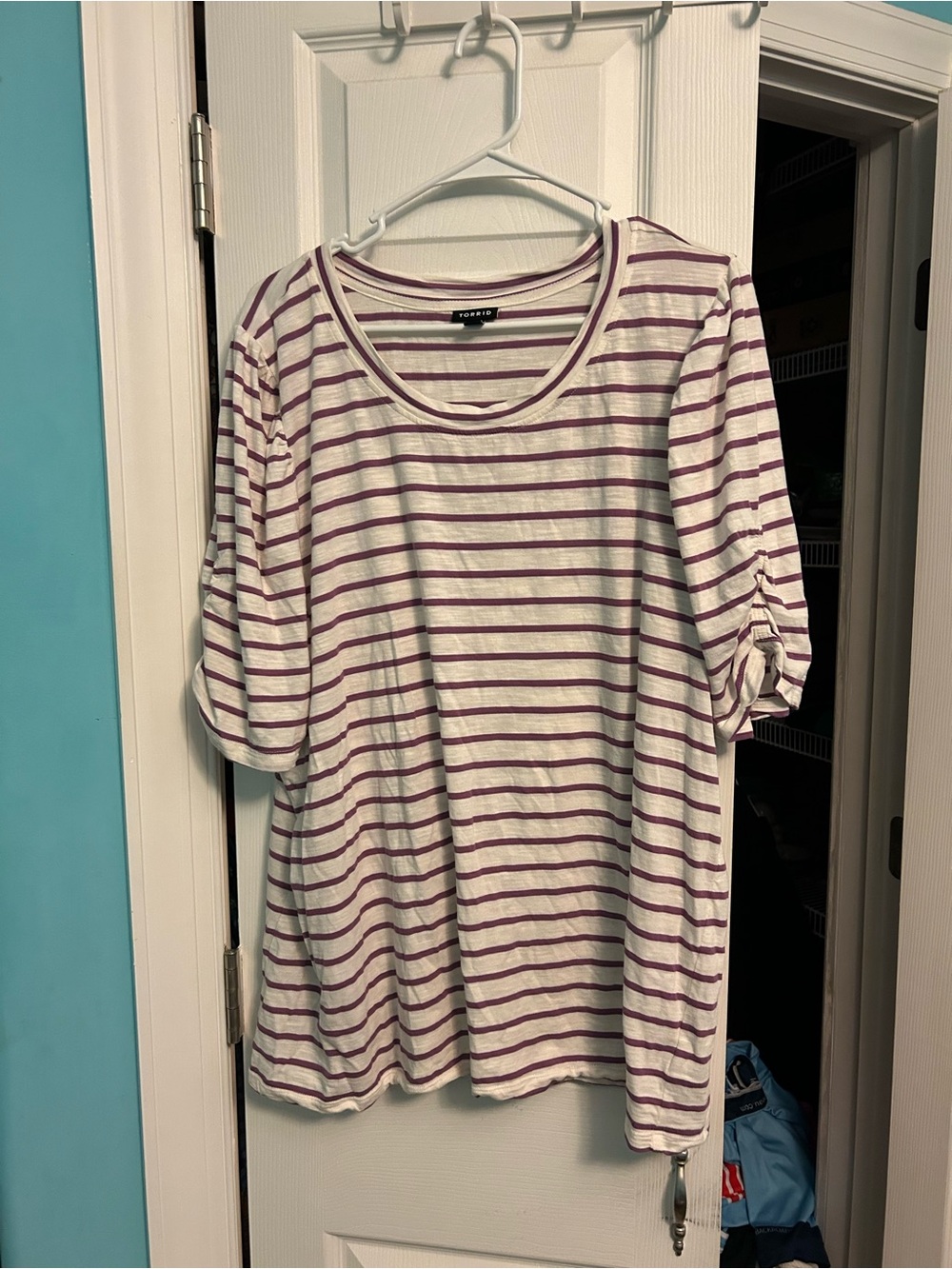 torrid White Tee with Purple Stripes